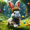 Bunny With Flower Crown 5D Diamond Painting