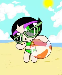 Buttercup Powerpuff Girls In The Beach 5D Diamond Painting