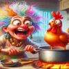 Crazy Woman And Chicken 5D Diamond Painting