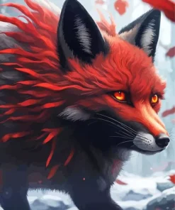 Fox Black And Red 5D Diamond Painting