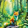 Fox Green Art 5D Diamond Painting