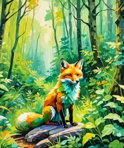 Fox Green Art 5D Diamond Painting