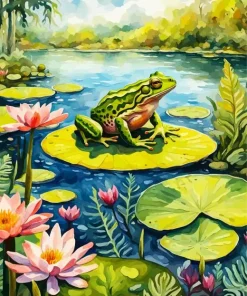 Frog And Lily Pad Art 5D Diamond Painting