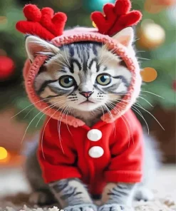 Funny Christmas Cat Art 5D Diamond Painting