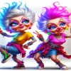 Funny Old Ladies Dancing 5D Diamond Painting