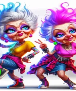 Funny Old Ladies Dancing 5D Diamond Painting
