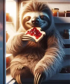 Funny Sloth Eating Jam 5D Diamond Painting