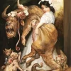 Girl Holding Demon Dog 5D Diamond Painting