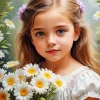 Girl Golding Flowers 5D Diamond Painting