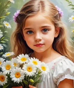 Girl Golding Flowers 5D Diamond Painting
