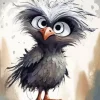 Grey Funny Bird 5D Diamond Painting