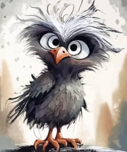 Grey Funny Bird 5D Diamond Painting