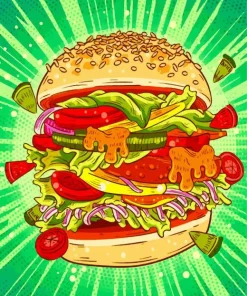 Hamburger Pop Art 5D Diamond Painting