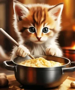 Kitten Cooking 5D Diamond Painting