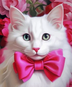 Kitten With Pink Bow 5D Diamond Painting