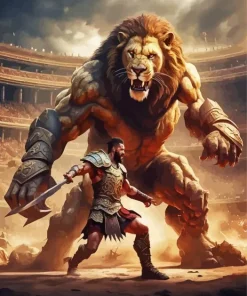 Lion And Gladiator 5D Diamond Painting