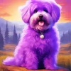 Purple Furry Highland Cow 5D Diamond Painting