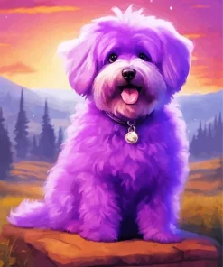 Purple Furry Highland Cow 5D Diamond Painting