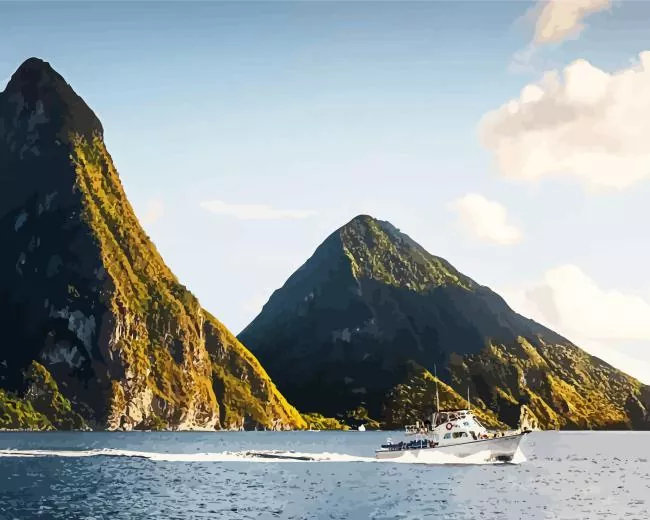 saint lucia in the caribbean Diamond With Numbers Saint Lucia In The Caribbean 5D Diamond Painting