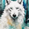 White Forest With Wolf 5D Diamond Painting