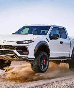 White Lamborghini Truck 5D Diamond Painting
