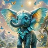 Baby Butterfly Elephant 5D Diamond Painting
