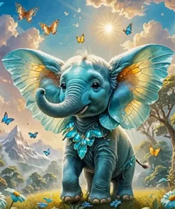 Baby Butterfly Elephant 5D Diamond Painting
