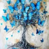 Blue Butterfly Tree Art 5D Diamond Painting