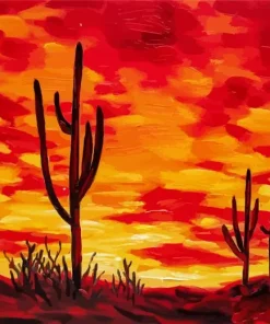 Cactus At Sunset Art 5D Diamond Painting