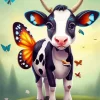 Cute Butterfly Cow 5D Diamond Painting