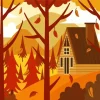 Illustration Autumn Cabin 5D Diamond Painting