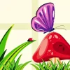 Illustration Butterfly And Ladybug 5D Diamond Painting