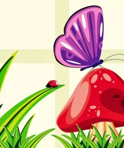 Illustration Butterfly And Ladybug 5D Diamond Painting