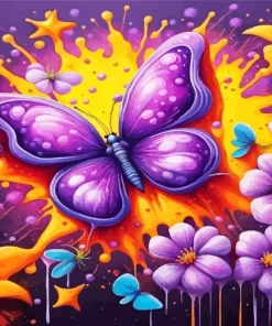 Purple Butterfly Art 5D Diamond Painting