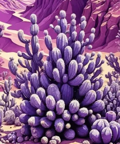 Purple Cactus 5D Diamond Painting