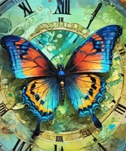 Vintage Butterfly Clock 5D Diamond Painting