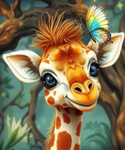 Butterfly Giraffe 5D Diamond Painting