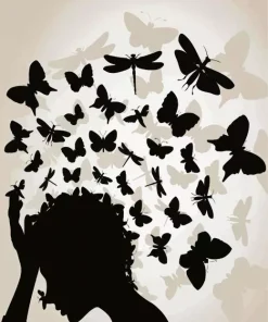 Butterfly Girl Silhouette 5D Diamond Painting