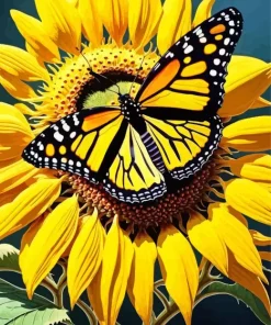 Butterfly On Sunflower 5D Diamond Painting