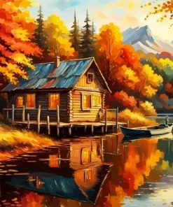 Cabin In Fall 5D Diamond Painting