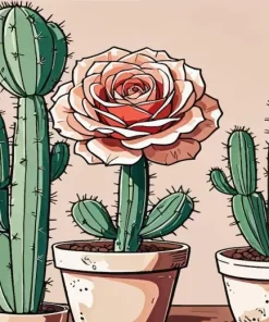 Cactus And Rose 5D Diamond Painting