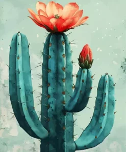 Cactus Red Flower 5D Diamond Painting