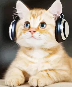 Cat Wearing Headphones 5D Diamond Painting