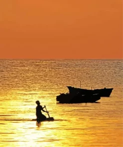 Man In Boat Silhouette 5D Diamond Painting