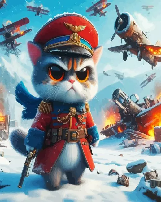 Angry general cat Diamond By Numbers Angry General Cat 5D Diamond Painting