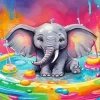Baby Cartoon Elephant 5D Diamond Painting