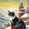 Black Cat In Snow 5D Diamond Painting