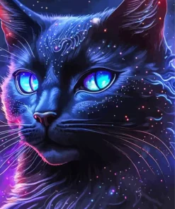 Black Cat With Galaxy Eyes 5D Diamond Painting