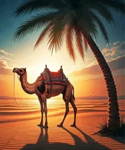 Camel In Desert At Sunset 5D Diamond Painting