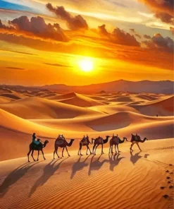 Camels At Sunset 5D Diamond Painting